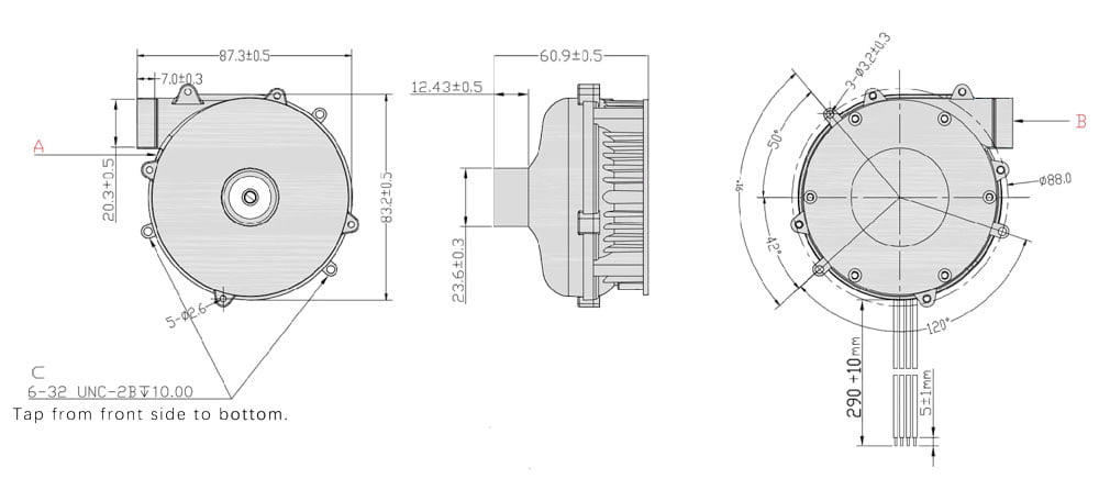 HR8050H24B 24V DC vortex blower product view