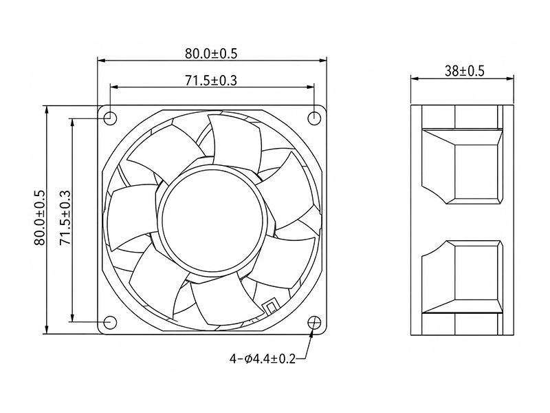 HR8038MD2 dimension drawing