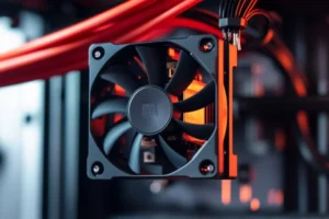 A 40mm fan mounted on a 3D printer hotend