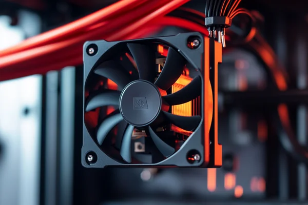 A 40mm fan mounted on a 3D printer hotend