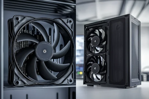 A comparison showing high airflow in open air vs. reduced airflow in a system