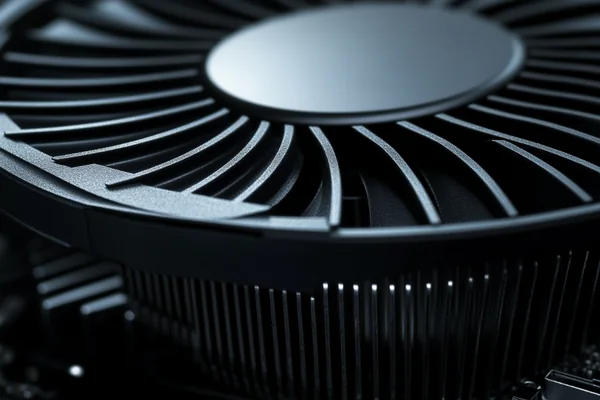 A dense CPU heatsink with a fan mounted directly to it