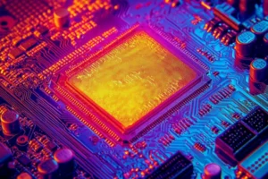 A thermal image showing a hot Raspberry Pi CPU