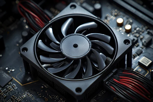 An axial fan mounted inside a 3D printer's electronics enclosure