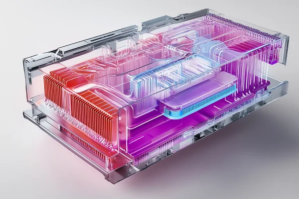 An illustration showing cluttered airflow paths inside an electronic device