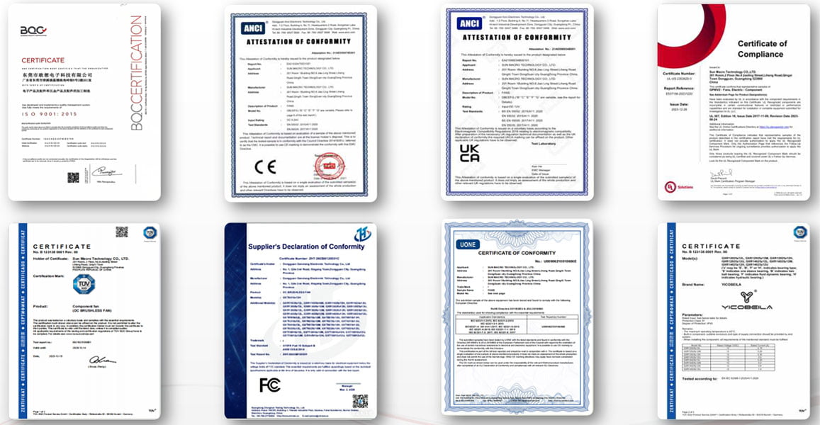 Herays product certifications including UL, CE, FCC, TÜV Rheinland, RoHS and IP ratings
