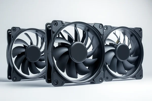 Three different sizes of DC fans next to each other to show scale