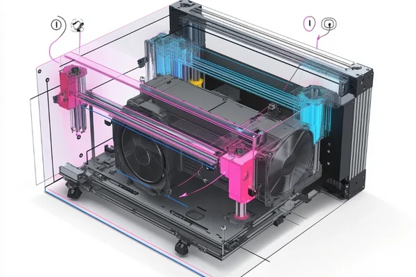 An illustration showing the three main cooling zones on a 3D printer