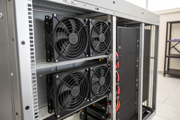 Photo of a redundant N+1 fan array installed in a UPS cooling bay
